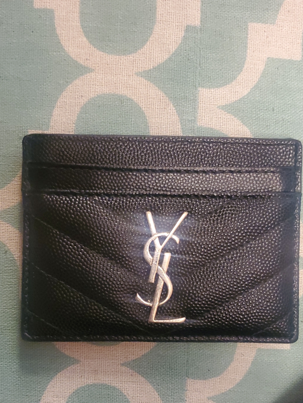 Saint Laurent Black Quilted Card Holder with Silver YSL Logo